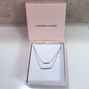 Summer & Rose Double Bar Necklace in White